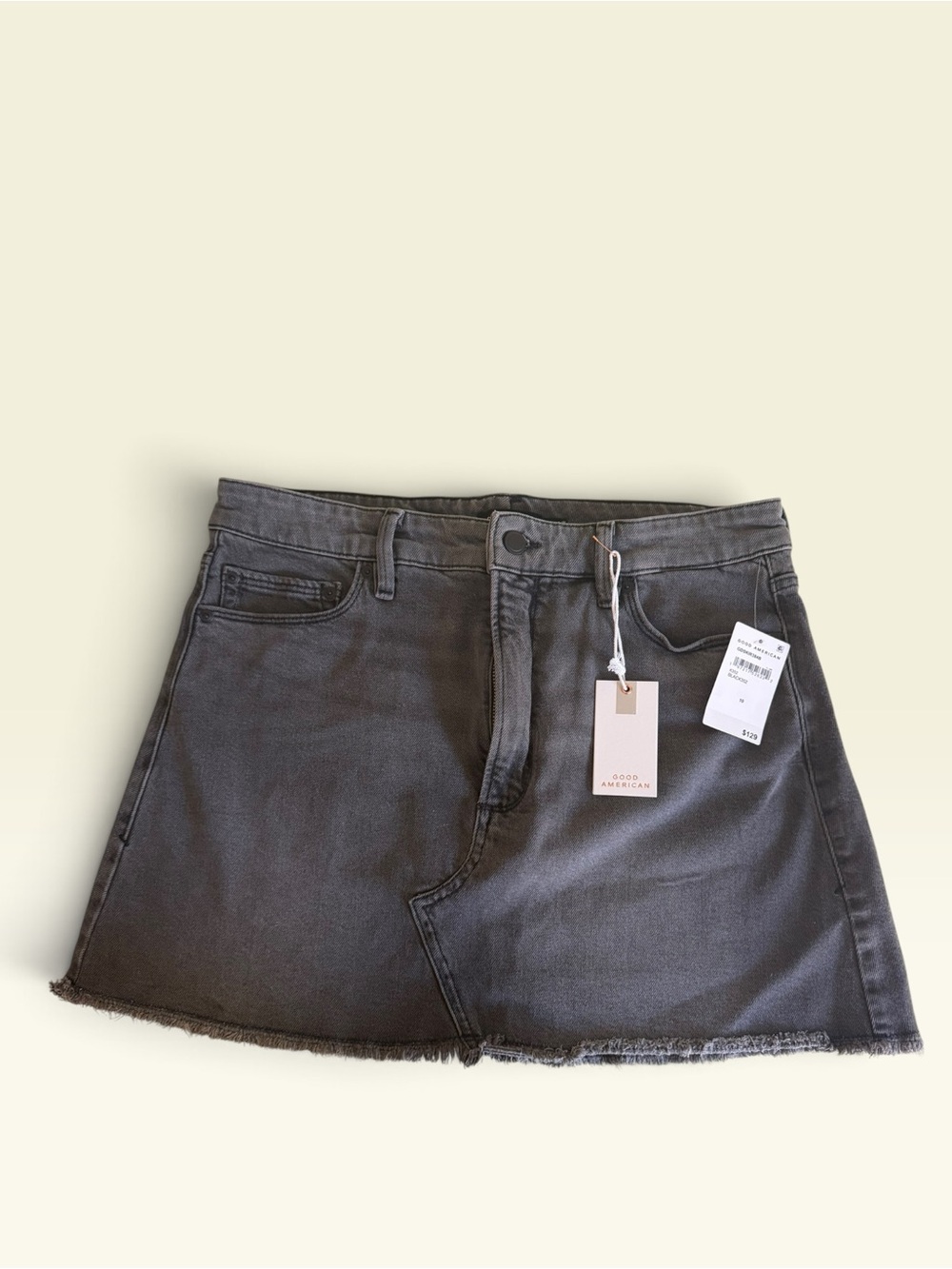 Good American Gray Denim Mini Skirt